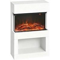 HOMCOM Electric Fireplace with 3D Flame Effect, 6 Colours & 3 Brightness Levels, 1000W/2000W White Electric Fire and Mantel Reach up to 30? Space with Remote & Timer, 3 Sided View for Living Room