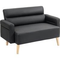 Small 2 Seater Sofa, Faux Leather Loveseat Couch for Living Room, Bedroom