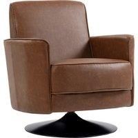 HOMCOM Upholstered Swivel Accent Chair with Thick Padding, Brown