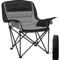 Outsunny Portable Padded Camping Chair, with Bag - Black/Grey