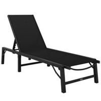 Outsunny Folding Sun Lounger, 5-Position Adjustable Sunbed, Black