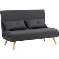 HOMCOM Two-Seater Linen-Look Sofa Bed - Charcoal Grey