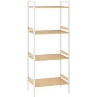 HOMCOM Four-Tier Bamboo Adjustable Shelf Storage Unit