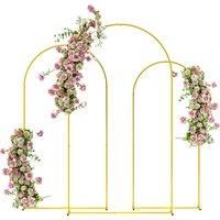 Outsunny Wedding Arch Frame Set, 2.2, 2, 1.8 m Metal Arch Backdrop Stand Set of 3 for Birthday Party, Graduation, Ceremony, Gold Tone