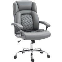 Executive Office Chair 180kg, PU Leather Desk Chair with Spring Cushion, Grey