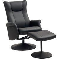 Recliner Chair with Footstool, Swivel Armchair with Adjustable Back, Black
