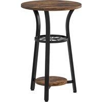 Small Round Side Table with Storage Shelves for Living Room Bedroom Rustic Brown