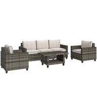 Outsunny 5 Seater Wicker Outdoor Furniture Set for Balcony, Light Grey