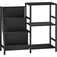 HOMCOM 3-Tier Record Player Stand, End Table for Living Room, Bedroom - Black Wood Effect