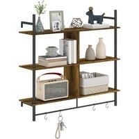 HOMCOM Three-Tier Floating Shelf - Brown/Black