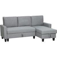 HOMCOM Three-Seater Storage Sofa Bed - Grey