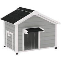 Wooden Dog House, Dog Kennel Outdoor w/ Openable Roof, Removable Floor, Curtain