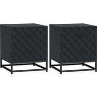 HOMCOM Bedside Tables Set of 2, Modern Bedside Table Nightstand with 2 Drawers, Bedside Cabinet Sofa Side Table with Storage, Steel Legs for Bedroom, Living Room, Black