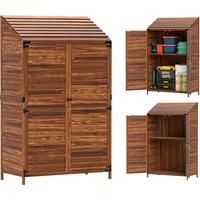 Outsunny 59 x 103.5 cm Two-Tier Wooden Garden Shed - Brown