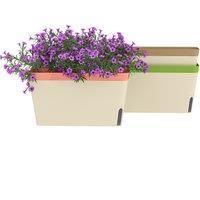 Outsunny Set of 3 Self Watering Plant Pots Outdoor, 27cm Rectangular Garden Planters with Visual Water Level Window, Plastic Flower Pots for Indoor Outdoor Garden Balcony Windowsil