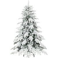 HOMCOM 5ft Super Flocked Christmas Tree - Green/White