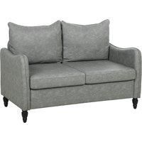 HOMCOM Faux Leather Marble-Effect Two-Seater Sofa - Grey