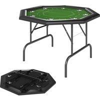SPORTNOW 8 Player Folding Poker Table, Portable Octagon Blackjack Table with Cup Holders with Cup Holders, Padded Edge, Green