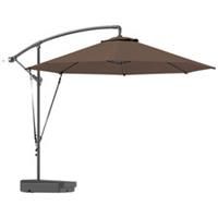 Outsunny Garden Cantilever Parasol with Cover Weighted Base Wind Strap Brown