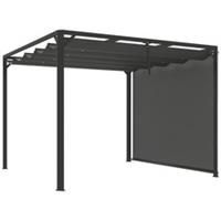 Outsunny 3 x 3(m) Pergola with Retractable Roof & Roller Shade, Dark Grey