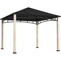 Outsunny 3 x 3m Hardtop Gazebo Canopy with Galvanised Metal Roof, Garden Gazebo Permanent Pavilion with Wood Grain Strong Columns, Deck