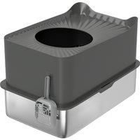 Stainless Steel Cat Litter Tray, Enclosed Cat Litter Box with Scoop, Dark Grey