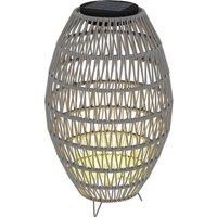 Outsunny Rattan Solar Table Lamp, Garden Solar Lantern with Auto On/Off Light, IP44 Waterproof, Decorative Outdoor Rattan Lamp for Porch, Pathway, Grey