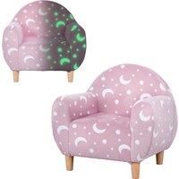 AIYAPLAY Kids Armchair, Glow in the Dark Chair with Star Design for Bedroom, Playroom, Kids Room, Pink