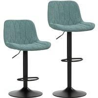 HOMCOM Bar Stools Set of 2, Height Adjustable Swivel Barstools with Backrest and Footrest, Modern Linen Upholstered Armless Bar Chairs for Kitchen, Breakfast Counter, Blue