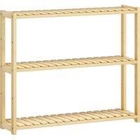 3-Tier Bamboo Bathroom Storage Shelf, Wall-Mounted or Stand, Natural