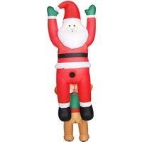 Outsunny 7FT Hanging Christmas Inflatable Santa with Dog, Christmas Blow Up Decoration with Built-in LED Lights for Garden, Indoor Outdoor Home Decor