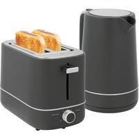 HOMCOM Kettle and Toaster Set, 1.7L 3000W Fast Boil Kettle & 2 Slice Toaster Kitchen Set with 6 Level Browning Controls, Defrost, Reheat, Grey