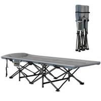Outsunny Camping Bed for Adults with Cushion, Headrest, Side Pocket, Grey