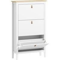 HOMCOM Modern Three-Drawer Shoe Cabinet - White