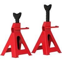 HOMCOM Axle Stands 1 Ton Car Jack Stands Pack of 2, 28-42.5 cm Height Adjustable Support Jack Stand, Heavy Duty Car Lift Tool for Vehicles, Caravans, Workshops, Garages, Red