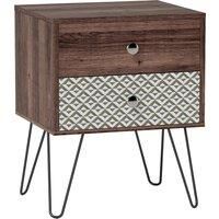HOMCOM Nightstand, 2-Drawer Bedside Table, Bedside Cabinet, Sofa End Side Table for Living Room, Bedroom, Rustic Brown