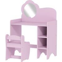 AIYAPLAY Kids Dressing Table with Mirror, Stool, Kids Vanity Table with Shelves, for Ages 3-8 Years, Purple