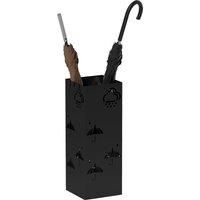 HOMCOM Metal Umbrella Stand, Square Umbrella Holder with Removable Drip Tray and 4 Hooks, Decorative Umbrella Storage Rack for Hallway, Entryway, 15.5 x 15.5 x 41 cm, Black