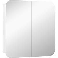 HOMCOM Arched Bathroom Mirror Cabinet with Adjustable Shelves - White