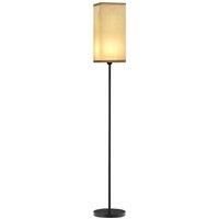 HOMCOM Floor Lamp, Modern Standing Lamp with Linen Shade, Tall Lamps for Living Room, Bedroom, with Foot Switch, Bulb not Included, Black Aosom UK