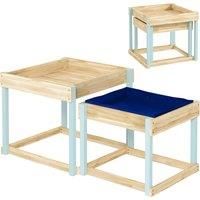 AIYAPLAY 2 PCS Wooden Outdoor Sand and Water Play Tables with Bottom Liner for Kids Aged 3-8 Years Old, Natural Wood Finish