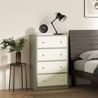 HOMCOM Chest of Drawers, Dresser with 4 Fabric Drawers and Steel Frame for Bedroom, Living Room, Hallway, White and Grey