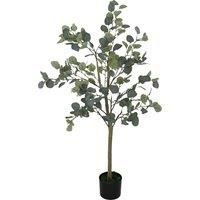 HOMCOM Decorative Artificial Plant, 5ft/ 150cm Silk Eucalyptus Tree with 230 Silver Dollar Leaves in Pot, Fake Plant for Home, Office, Living Room, Indoor Decor