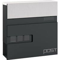 HOMCOM Wall Mounted Post Box with Viewing Window, 2 Lock, Modern Galvanised Steel Mailbox with Copper Core, Weatherproof Letterbox for Outdoor Use, Easy to Install, Charcoal Grey