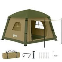 Outsunny Inflatable Camping Tent, Easy Setup 2 Man Tent, Brown