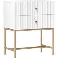 HOMCOM Elegant Two-Drawer Bedside Table - White