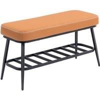 HOMCOM PU Leather Shoe Storage Bench - Brown