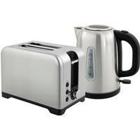 HOMCOM Simple Polished Toaster and Kettle Set - Silver Tone