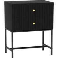 HOMCOM Elegant Two-Drawer Bedside Table - Black