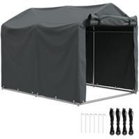 Outsunny Garden Tool Storage Shed with Roll-up Zipper Door, Dark Grey